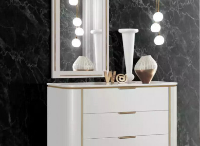 Bedroom set chest of drawers mirror new luxury complete new white 2-piece set